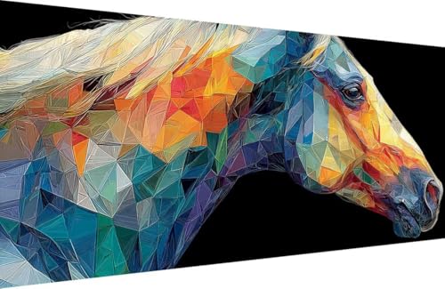 Malen Nach Zahlen Erwachsene Horse Malen Nach Zahlen Tier Paint by Numbers, DIY Kreatives für Erwachsene ölgemälde Set mit Zubehör Basteln Erwachsene Kunst, Home Haus Deko 80x160cm Mit Rahmen 0-4H29 von Generisch
