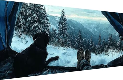 Malen Nach Zahlen Erwachsene Hund Malen Nach Zahlen Baum Paint by Numbers, DIY Kreatives für Erwachsene ölgemälde Set mit Zubehör Basteln Erwachsene Kunst, Home Haus Deko 30x60cm Mit Rahmen 2-L621 von Generisch