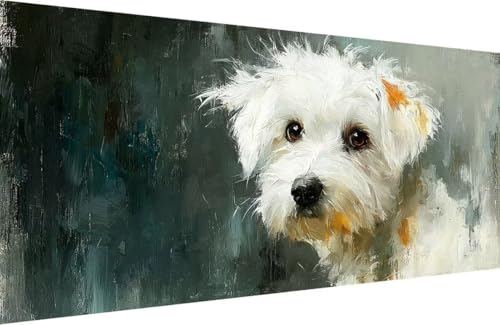 Malen Nach Zahlen Erwachsene Hund Malen Nach Zahlen Tier Paint by Numbers, DIY Kreatives für Erwachsene ölgemälde Set mit Zubehör Basteln Erwachsene Kunst, Home Haus Deko 30x60cm Mit Rahmen F-Z030 von Generisch