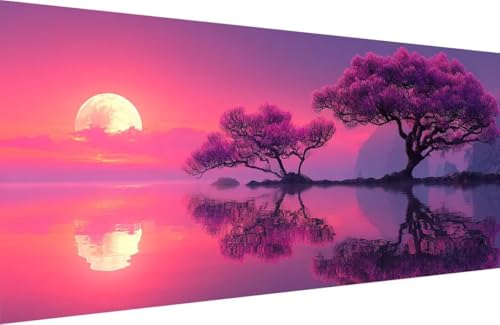 Malen Nach Zahlen Erwachsene Mond Malen Nach Zahlen Baum Paint by Numbers, DIY Kreatives für Erwachsene ölgemälde Set mit Zubehör Basteln Erwachsene Kunst, Home Haus Deko 30x60cm Mit Rahmen Y-IE89 von Generisch