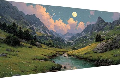 Malen Nach Zahlen Erwachsene Mond Malen Nach Zahlen Berg Paint by Numbers, DIY Kreatives für Erwachsene ölgemälde Set mit Zubehör Basteln Erwachsene Kunst, Home Haus Deko 70x140cm Mit Rahmen 5-AB48 Malen Nach Zahlen Erwachsene Mond Malen Nach Zahlen Berg Paint by Numbers, DIY Kreatives für Erwachsene ölgemälde Set mit Zubehör Basteln Erwachsene Kunst, Home Haus Deko 70x140cm Mit Rahmen 5-AB48 von Generisch