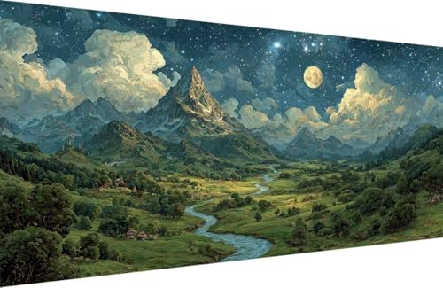 Malen Nach Zahlen Erwachsene Mond Malen Nach Zahlen Berg Paint by Numbers, DIY Kreatives für Erwachsene ölgemälde Set mit Zubehör Basteln Erwachsene Kunst, Home Haus Deko 80x160cm Mit Rahmen 2-OC55 Malen Nach Zahlen Erwachsene Mond Malen Nach Zahlen Berg Paint by Numbers, DIY Kreatives für Erwachsene ölgemälde Set mit Zubehör Basteln Erwachsene Kunst, Home Haus Deko 80x160cm Mit Rahmen 2-OC55 von Generisch