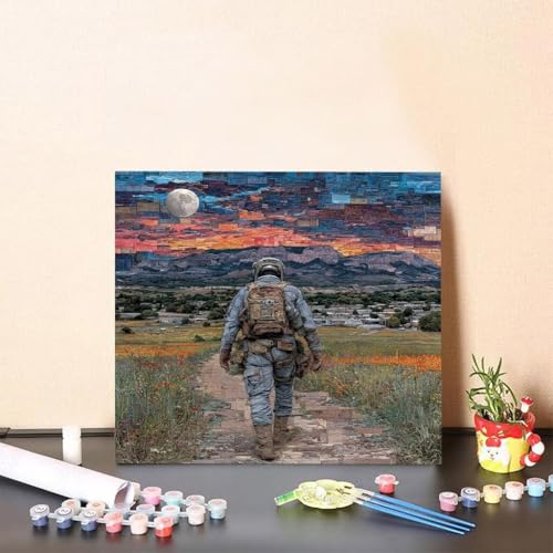 Malen Nach Zahlen Erwachsene Mond Malen Nach Zahlen Blume Paint by Numbers Adults DIY Set Erwachsene, Handgemalt Leinwand ölgemälde Kunst mit Zubehör für Home Haus Deko 40x40cm Ohne Rahmen Z-570Z von Generisch