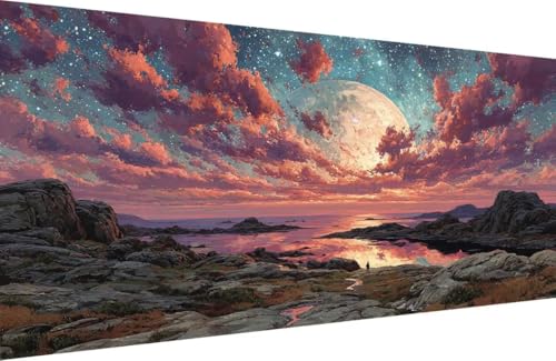 Malen Nach Zahlen Erwachsene Mond Malen Nach Zahlen Sea Paint by Numbers, DIY Kreatives für Erwachsene ölgemälde Set mit Zubehör Basteln Erwachsene Kunst, Home Haus Deko 50x100cm Mit Rahmen 8-J358 Malen Nach Zahlen Erwachsene Mond Malen Nach Zahlen Sea Paint by Numbers, DIY Kreatives für Erwachsene ölgemälde Set mit Zubehör Basteln Erwachsene Kunst, Home Haus Deko 50x100cm Mit Rahmen 8-J358 von Generisch