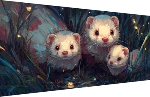 Malen Nach Zahlen Erwachsene Nerz Malen Nach Zahlen Tier Paint by Numbers, DIY Kreatives für Erwachsene ölgemälde Set mit Zubehör Basteln Erwachsene Kunst, Home Haus Deko 30x60cm Mit Rahmen P-6585 von Generisch
