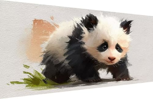 Malen Nach Zahlen Erwachsene Panda Malen Nach Zahlen Tier Paint by Numbers, DIY Kreatives für Erwachsene ölgemälde Set mit Zubehör Basteln Erwachsene Kunst, Home Haus Deko 30x60cm Mit Rahmen 4-O091 von Generisch