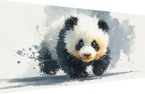Malen Nach Zahlen Erwachsene Panda Malen Nach Zahlen Tier Paint by Numbers, DIY Kreatives für Erwachsene ölgemälde Set mit Zubehör Basteln Erwachsene Kunst, Home Haus Deko 70x140cm Mit Rahmen 3-5810 von Generisch