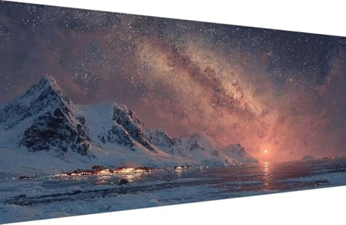 Malen Nach Zahlen Erwachsene Schneeberg Malen Nach Zahlen Sternenhimmel Paint by Numbers, DIY Kreatives für Erwachsene ölgemälde Set Basteln Erwachsene Kunst, Home Haus Deko 30x60cm Mit Rahmen Y-U174 von Generisch