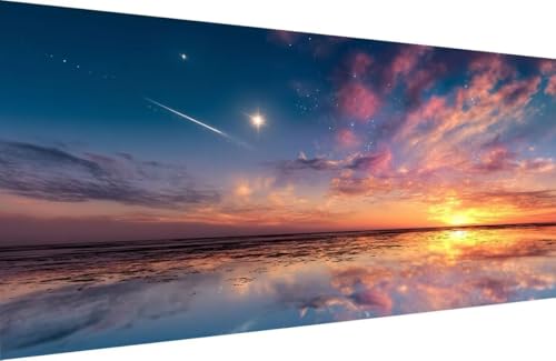 Malen Nach Zahlen Erwachsene Sea Malen Nach Zahlen Himmel Paint by Numbers, DIY Kreatives für Erwachsene ölgemälde Set mit Zubehör Basteln Erwachsene Kunst, Home Haus Deko 60x120cm Mit Rahmen X-HH69 von Generisch