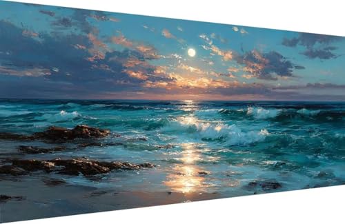 Malen Nach Zahlen Erwachsene Sea Malen Nach Zahlen Mond Paint by Numbers, DIY Kreatives für Erwachsene ölgemälde Set mit Zubehör Basteln Erwachsene Kunst, Home Haus Deko 80x160cm Mit Rahmen N-HC65 Malen Nach Zahlen Erwachsene Sea Malen Nach Zahlen Mond Paint by Numbers, DIY Kreatives für Erwachsene ölgemälde Set mit Zubehör Basteln Erwachsene Kunst, Home Haus Deko 80x160cm Mit Rahmen N-HC65 von Generisch