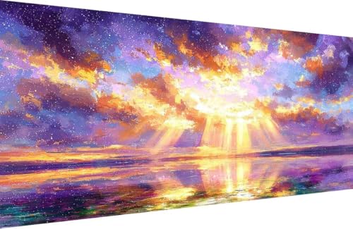 Malen Nach Zahlen Erwachsene Sea Malen Nach Zahlen Wolke Paint by Numbers, DIY Kreatives für Erwachsene ölgemälde Set mit Zubehör Basteln Erwachsene Kunst, Home Haus Deko 40x80cm Mit Rahmen 6-2995 von Generisch
