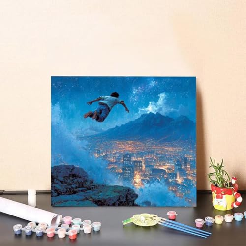 Malen Nach Zahlen Erwachsene Stadt Malen Nach Zahlen Mann Paint by Numbers Adults DIY Set Erwachsene, Handgemalt Leinwand ölgemälde Kunst mit Zubehör für Home Haus Deko 40x40cm Ohne Rahmen Z-2351 von Generisch