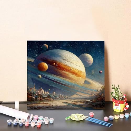 Malen Nach Zahlen Erwachsene Stern Malen Nach Zahlen Stadt Paint by Numbers Adults DIY Set Erwachsene, Handgemalt Leinwand ölgemälde Kunst mit Zubehör für Home Haus Deko 40x40cm Ohne Rahmen T-45QM von Generisch