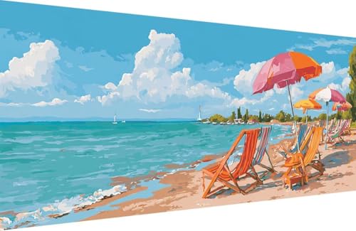 Malen Nach Zahlen Erwachsene Strand Malen Nach Zahlen Sea Paint by Numbers, DIY Kreatives für Erwachsene ölgemälde Set mit Zubehör Basteln Erwachsene Kunst, Home Haus Deko 60x120cm Mit Rahmen 3-PI61 Malen Nach Zahlen Erwachsene Strand Malen Nach Zahlen Sea Paint by Numbers, DIY Kreatives für Erwachsene ölgemälde Set mit Zubehör Basteln Erwachsene Kunst, Home Haus Deko 60x120cm Mit Rahmen 3-PI61 von Generisch