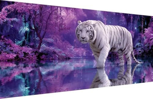 Malen Nach Zahlen Erwachsene Tiger Malen Nach Zahlen Baum Paint by Numbers, DIY Kreatives für Erwachsene ölgemälde Set mit Zubehör Basteln Erwachsene Kunst, Home Haus Deko 70x140cm Mit Rahmen Y-UW40 von Generisch