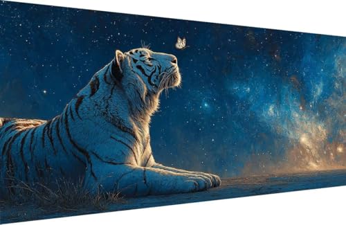 Malen Nach Zahlen Erwachsene Tiger Malen Nach Zahlen Schmetterling Paint by Numbers, DIY Kreatives für Erwachsene ölgemälde Set Basteln Erwachsene Kunst, Home Haus Deko 40x80cm Mit Rahmen S-E645 von Generisch