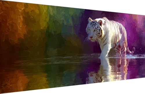 Malen Nach Zahlen Erwachsene Tiger Malen Nach Zahlen Tier Paint by Numbers, DIY Kreatives für Erwachsene ölgemälde Set mit Zubehör Basteln Erwachsene Kunst, Home Haus Deko 30x60cm Mit Rahmen Q-G344 von Generisch