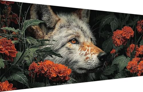 Malen Nach Zahlen Erwachsene Wolf Malen Nach Zahlen Blume Paint by Numbers, DIY Kreatives für Erwachsene ölgemälde Set mit Zubehör Basteln Erwachsene Kunst, Home Haus Deko 40x80cm Mit Rahmen M-0573 Malen Nach Zahlen Erwachsene Wolf Malen Nach Zahlen Blume Paint by Numbers, DIY Kreatives für Erwachsene ölgemälde Set mit Zubehör Basteln Erwachsene Kunst, Home Haus Deko 40x80cm Mit Rahmen M-0573 von Generisch