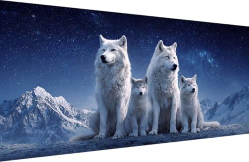 Malen Nach Zahlen Erwachsene Wolf Malen Nach Zahlen Tier Paint by Numbers, DIY Kreatives für Erwachsene ölgemälde Set mit Zubehör Basteln Erwachsene Kunst, Home Haus Deko 40x80cm Mit Rahmen T-V219 von Generisch