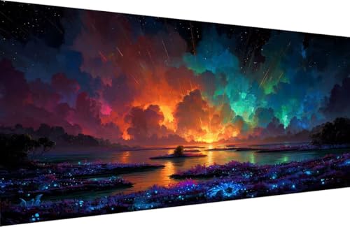 Malen Nach Zahlen Erwachsene Wolke Malen Nach Zahlen Anlage Paint by Numbers, DIY Kreatives für Erwachsene ölgemälde Set mit Zubehör Basteln Erwachsene Kunst, Home Haus Deko 70x140cm Mit Rahmen 8-4I68 von Generisch