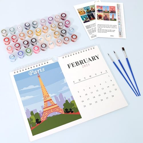 Malen Nach Zahlen Kalender 2025, Wandkalender 2025 Digitaler Kalender, Tischkalender zum Malen Nach Zahlen, mit Pinsels Acrylfarbe und Base, 2025 Zeichenkalender für Geschenk, Heimdekoration Malen Nach Zahlen Kalender 2025, Wandkalender 2025 Digitaler Kalender, Tischkalender zum Malen Nach Zahlen, mit Pinsels Acrylfarbe und Base, 2025 Zeichenkalender für Geschenk, Heimdekoration von Generisch