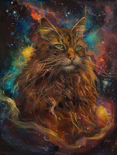 Malen Nach Zahlen Katze Malen Nach Zahlen Erwachsene set Sternenhimmel Basteln Erwachsene Paint by Numbers DIY Leinwand ölgemälde Mit Pinseln und Acrylfarbe für Home Decor 40x50cmOhne Rahmen I-97YV von Generisch
