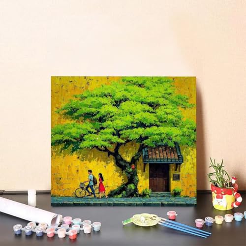 Malen Nach Zahlen Kinder Baum DIY Malen Nach Zahlen Auto Kreatives für Erwachsene Kunst Paint by Number Adult, DIY Handgemalt Leinwand ölgemälde mit Zubehör, Geschenke 60x60cm Ohne Rahmen 0-64A7 von Generisch