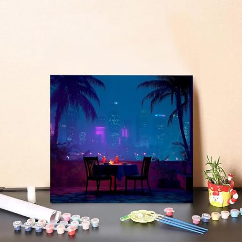 Malen Nach Zahlen Kinder Baum DIY Malen Nach Zahlen Stadt Kreatives für Erwachsene Kunst Paint by Number Adult, DIY Handgemalt Leinwand ölgemälde mit Zubehör, Geschenke 80x80cm Ohne Rahmen V-6372 von Generisch