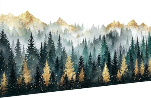Malen Nach Zahlen Kinder Baum Malen Nach Zahlen für Erwachsene Berg Paint by Number Adult, DIY Handgemalt Leinwand ölgemälde Hobby Erwachsene Set mit Zubehör, Geschenke 40x80cm Mit Rahmen 2-6L82 von Generisch