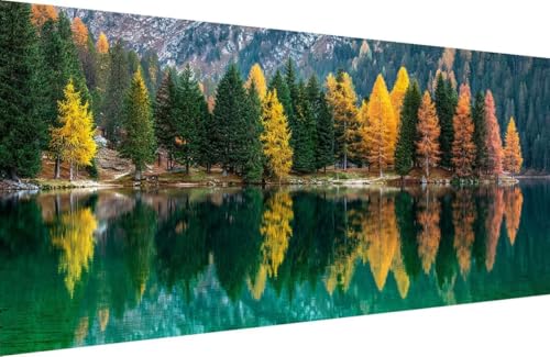 Malen Nach Zahlen Kinder Baum Malen Nach Zahlen für Erwachsene See Paint by Number Adult, DIY Handgemalt Leinwand ölgemälde Hobby Erwachsene Set mit Zubehör, Geschenke 60x120cm Mit Rahmen 7-TF24 von Generisch