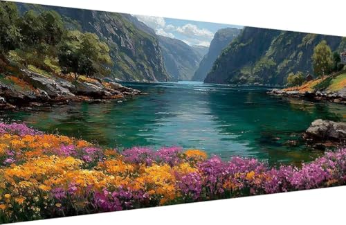 Malen Nach Zahlen Kinder Blume Malen Nach Zahlen für Erwachsene Fluss Paint by Number Adult, DIY Handgemalt Leinwand ölgemälde Hobby Erwachsene Set mit Zubehör, Geschenke 40x80cm Mit Rahmen 7-6G40 Malen Nach Zahlen Kinder Blume Malen Nach Zahlen für Erwachsene Fluss Paint by Number Adult, DIY Handgemalt Leinwand ölgemälde Hobby Erwachsene Set mit Zubehör, Geschenke 40x80cm Mit Rahmen 7-6G40 von Generisch