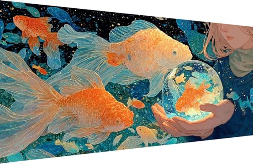 Malen Nach Zahlen Kinder Fisch Malen Nach Zahlen für Erwachsene Tier Paint by Number Adult, DIY Handgemalt Leinwand ölgemälde Hobby Erwachsene Set mit Zubehör, Geschenke 30x60cm Mit Rahmen 8-S765 von Generisch