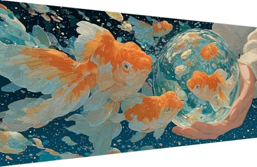 Malen Nach Zahlen Kinder Fisch Malen Nach Zahlen für Erwachsene Tier Paint by Number Adult, DIY Handgemalt Leinwand ölgemälde Hobby Erwachsene Set mit Zubehör, Geschenke 30x60cm Mit Rahmen Z-T883 von Generisch