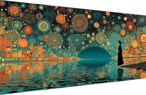 Malen Nach Zahlen Kinder Frau Malen Nach Zahlen für Erwachsene Stadt Paint by Number Adult, DIY Handgemalt Leinwand ölgemälde Hobby Erwachsene Set mit Zubehör, Geschenke 80x160cm Mit Rahmen F-8359 von Generisch