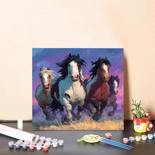 Malen Nach Zahlen Kinder Horse DIY Malen Nach Zahlen Tier Kreatives für Erwachsene Kunst Paint by Number Adult, DIY Handgemalt Leinwand ölgemälde mit Zubehör, Geschenke 50x50cm Ohne Rahmen 0-37NT von Generisch
