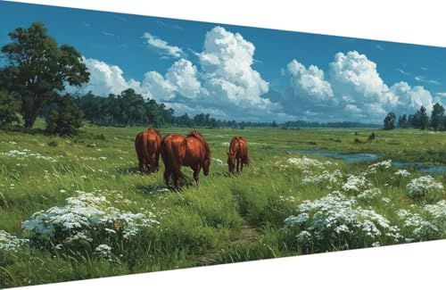 Malen Nach Zahlen Kinder Horse Malen Nach Zahlen für Erwachsene Tier Paint by Number Adult, DIY Handgemalt Leinwand ölgemälde Hobby Erwachsene Set mit Zubehör, Geschenke 40x80cm Mit Rahmen B-PO45 von Generisch