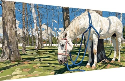 Malen Nach Zahlen Kinder Horse Malen Nach Zahlen für Erwachsene Tier Paint by Number Adult, DIY Handgemalt Leinwand ölgemälde Hobby Erwachsene Set mit Zubehör, Geschenke 40x80cm Mit Rahmen T-1440 von Generisch
