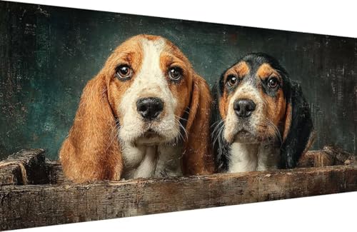 Malen Nach Zahlen Kinder Hund Malen Nach Zahlen für Erwachsene Tier Paint by Number Adult, DIY Handgemalt Leinwand ölgemälde Hobby Erwachsene Set mit Zubehör, Geschenke 40x80cm Mit Rahmen 0-F874 von Generisch