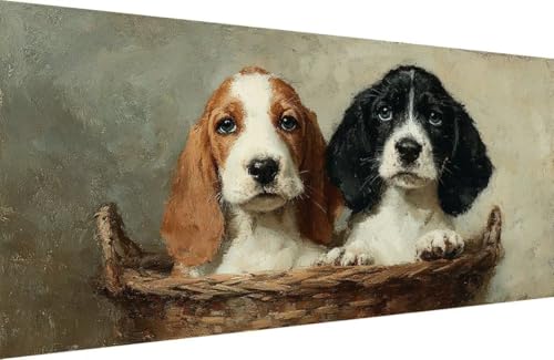 Malen Nach Zahlen Kinder Hund Malen Nach Zahlen für Erwachsene Tier Paint by Number Adult, DIY Handgemalt Leinwand ölgemälde Hobby Erwachsene Set mit Zubehör, Geschenke 80x160cm Mit Rahmen L-D872 von Generisch