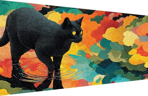 Malen Nach Zahlen Kinder Katze Malen Nach Zahlen für Erwachsene Tier Paint by Number Adult, DIY Handgemalt Leinwand ölgemälde Hobby Erwachsene Set mit Zubehör, Geschenke 80x160cm Mit Rahmen 6-2580 von Generisch