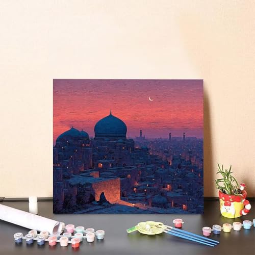 Malen Nach Zahlen Kinder Konstantinopel DIY Malen Nach Zahlen Stadt Kreatives für Erwachsene Kunst Paint by Number Adult, DIY Handgemalt ölgemälde mit Zubehör, Geschenke 80x80cm Ohne Rahmen 2-49RY von Generisch