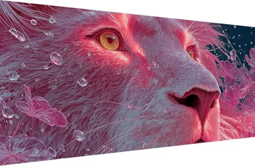 Malen Nach Zahlen Kinder LöWe Malen Nach Zahlen für Erwachsene Tier Paint by Number Adult, DIY Handgemalt Leinwand ölgemälde Hobby Erwachsene Set mit Zubehör, Geschenke 70x140cm Mit Rahmen 6-5V90 von Generisch