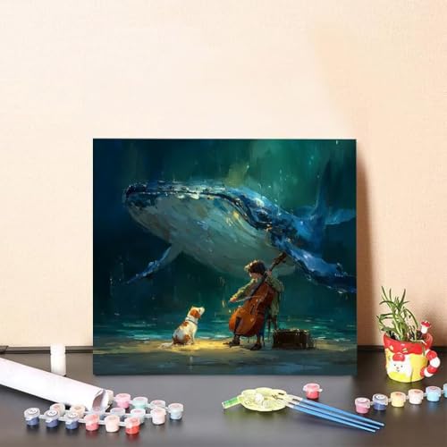 Malen Nach Zahlen Kinder Musik DIY Malen Nach Zahlen Tier Kreatives für Erwachsene Kunst Paint by Number Adult, DIY Handgemalt Leinwand ölgemälde mit Zubehör, Geschenke 60x60cm Ohne Rahmen 4-70IF von Generisch