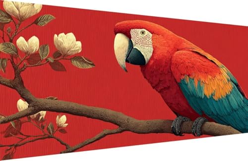 Malen Nach Zahlen Kinder Papagei Malen Nach Zahlen für Erwachsene Tier Paint by Number Adult, DIY Handgemalt Leinwand ölgemälde Hobby Erwachsene Set mit Zubehör, Geschenke 40x80cm Mit Rahmen 0-8S20 von Generisch