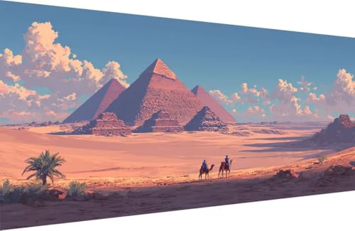 Malen Nach Zahlen Kinder Pyramide Malen Nach Zahlen für Erwachsene Kamel Paint by Number Adult, DIY Handgemalt Leinwand ölgemälde Hobby Erwachsene Set mit Zubehör, Geschenke 60x120cm Mit Rahmen Z-RV34 von Generisch