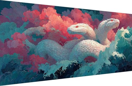 Malen Nach Zahlen Kinder Schlange Malen Nach Zahlen für Erwachsene Sea Paint by Number Adult, DIY Handgemalt Leinwand ölgemälde Hobby Erwachsene Set mit Zubehör, Geschenke 60x120cm Mit Rahmen 1-R175 von Generisch
