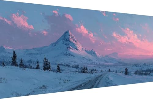 Malen Nach Zahlen Kinder Schneeberg Malen Nach Zahlen für Erwachsene Winter Paint by Number Adult, DIY Handgemalt Leinwand ölgemälde Hobby Erwachsene mit Zubehör, Geschenke 50x100cm Mit Rahmen T-P187 von Generisch