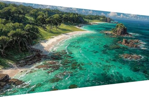 Malen Nach Zahlen Kinder Sea Malen Nach Zahlen für Erwachsene Baum Paint by Number Adult, DIY Handgemalt Leinwand ölgemälde Hobby Erwachsene Set mit Zubehör, Geschenke 80x160cm Mit Rahmen 8-9T72 von Generisch