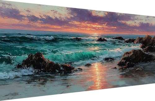 Malen Nach Zahlen Kinder Sea Malen Nach Zahlen für Erwachsene Riff Paint by Number Adult, Retro DIY Handgemalt Leinwand ölgemälde Hobby Erwachsene Set mit Zubehör, Geschenke 30x60cm Mit Rahmen K-2349 von Generisch