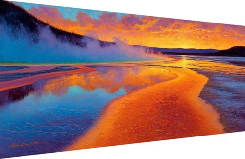 Malen Nach Zahlen Kinder Sea Malen Nach Zahlen für Erwachsene Wolke Paint by Number Adult, DIY Handgemalt Leinwand ölgemälde Hobby Erwachsene Set mit Zubehör, Geschenke 30x60cm Mit Rahmen 8-8469 von Generisch